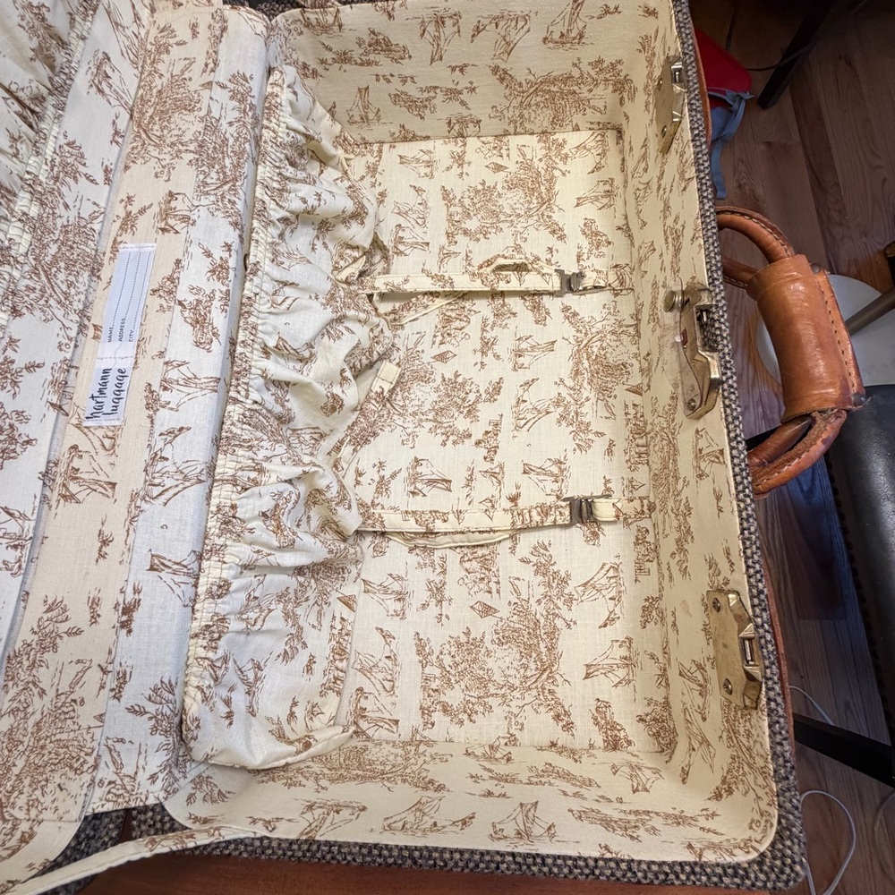Hartmann Vintage Mid-Century Tweed Suitcase with Toile Interior (EUC) - Picture 12 of 14